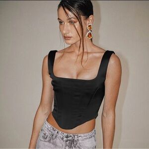 Elegant Black silk corset style Women's Top